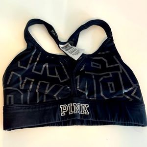 PINK Victoria’s Secret Sports Bra Black Mesh EUC Small